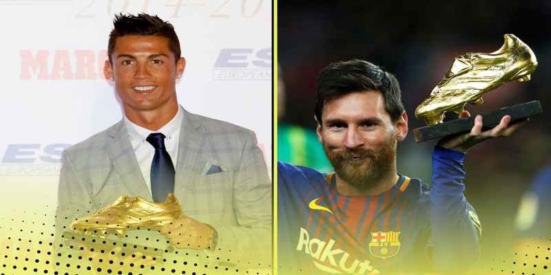 Messi và Ronaldo lần lượt xếp vị trí top 1, top 2 đường đua chiếc giày vàng